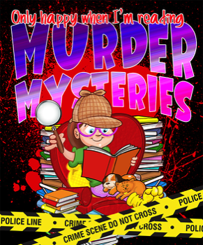 Only Happy when I'm reading Murder Mysteries by Jim Barker Cartoon Illustration available on Redbubble